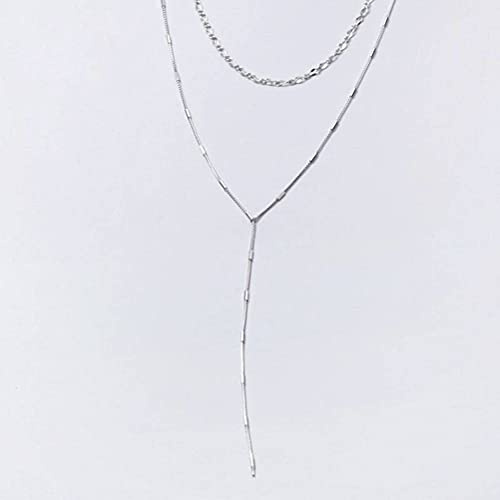 XANAYXWJ S925 Silverhalsband, Dammodetröja Kedja Flow Personlighet Lång nyckelbenskedja s925 Silverhalsband