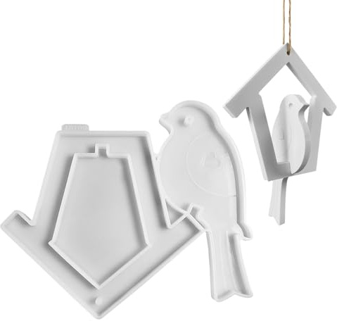 Silikonformen Gießformen Ostern, Silikonform Ostern Anhänger Frühling Silikonform Haus mit Vogel Anhänger Gips Zum Gießen Gießformen Silikon Ostern Giessformen Silikon Gießform Vogel Häuser (C)