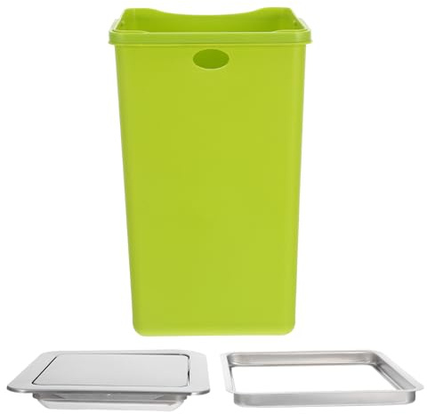 LALADEFIEE Cubo de Basura Empotrado de Acero Inoxidable Cepillado con Tapa Abatible Silenciosa para Encimera de Cocina y Baño Papelera Integrada para Ahorro de Espacio y Uso Doméstico