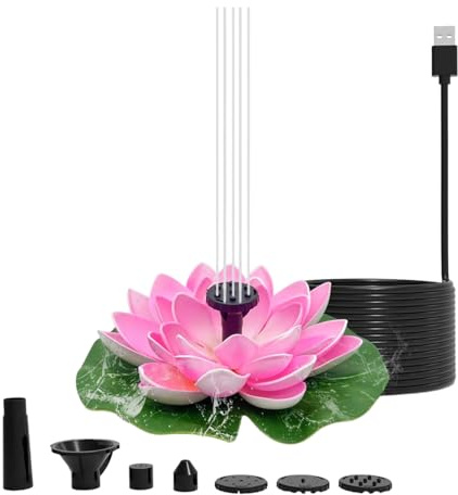 PANGBOER Pompes flottantes pour fontaine de jardin à énergie solaire avec nénuphars esthétiques pour décoration extérieure pour l'amélioration du paysage de jardin, accessoires d'étang à poissons
