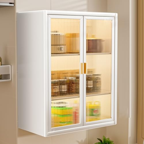 TUPAFJU Armario de Pared con Puerta, armarios de Almacenamiento para baño, botiquín, Estante de Pared, Organizador de Utensilios de Cocina, para Garaje(White,60cm/23.6in)