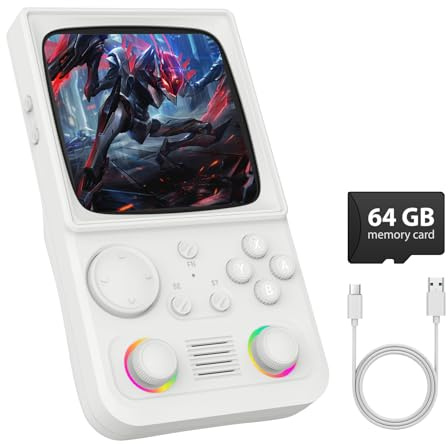 R36TMAX Retro Handheld Game Console, 4.0 Inch IPS HD Screen Retro Gaming Console, Handheld Game Console with 18000+ Classic Games, Supports WiFi Networked Fighting and OTG, Built-in 64G-Pearl White