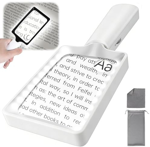 Overcomo Magnifying Glass with Light,20 LED Large Handheld Magnifier for Seniors Reading,2 Lens Design,Stepless Dimmable, Ideal for Low Vision,Close Work & Inspection