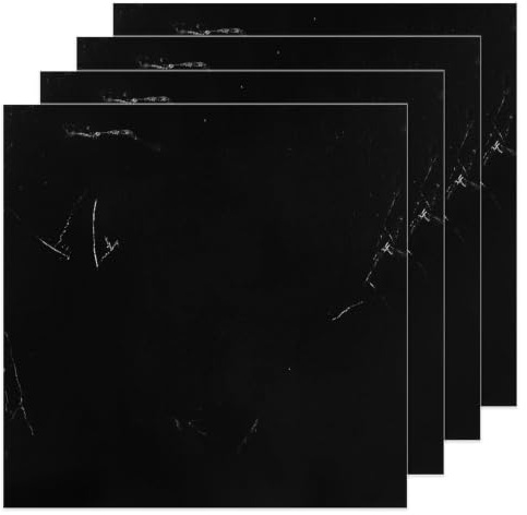 YUTRONE 40Pcs Floor Tiles Self Adhesive 30x 30cm Black Vinyl Peel and Stick Floor Tiles Marble Effect Waterproof Flooring Stick On Tile for Kitchen Bathroom Living Room