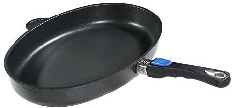 Original Gundel GUSS-FISCHPFANNE, 41 x 27 cm, Höhe 5cm, Titan-Keramik-Oberfläche, PFOA-frei, Akku-Therm Boden, abnehmbarer Stiel
