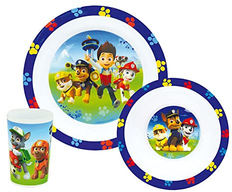Fun House 005398 - Juego de utensilios de comida, para niños (La Patrulla Canina, 3 piezas, polipropileno, 26,5 x 7 x 25 cm, azul)