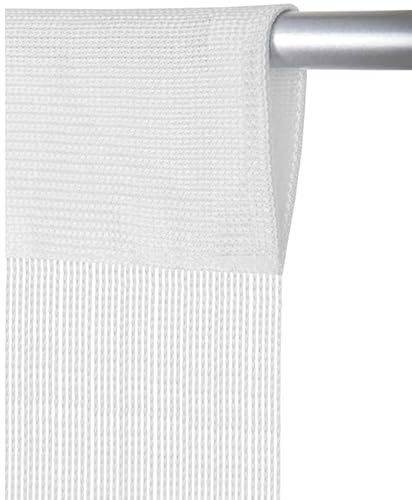 Arsvita Fadenvorhang mit Stangendurchzug, individuell kürzbare Gardine, Fadengardine Vorhang in vielen Farben und Größen (B140xL250 cm/Weiß)