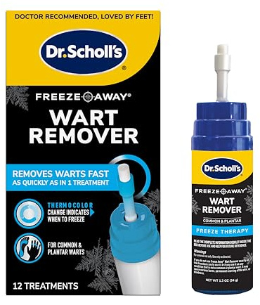 Dr. Scholl’s FreezeAway Wart Remover, 12 Applications // Doctor-Proven Treatment to Rapidy Freeze and Remove Common and Plantar Warts