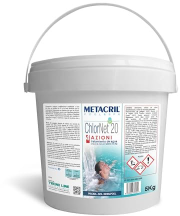 Metacril Chlor Net 20 4 Azioni, Cloro Multiazione in Pastiglie da 20 gr, a Lenta Dissoluzione, per Piscina e Idromassaggio - 5 KG