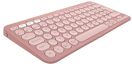 Logitech Pebble Keys 2 K380s, Multi-Device Bluetooth Wireless Keyboard with Customisable Shortcuts,Slim and Portable, Easy-Switch for Windows/macOS/iPadOS/Android/Chrome OS, QWERTY UK Layout, Rose