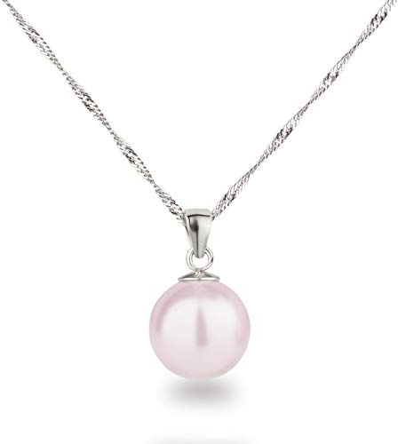 Schöner-SD Silberkette mit Anhänger Perle 12mm groß 925 Silber rhodiniert