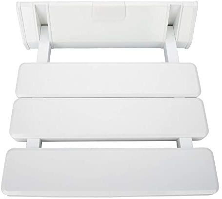 Siège de douche, banc de salle de bain, pliable, charge maximale 130 kg, avec siège de douche à rabat, monté au mur, pour salle de bain familiale, sauna, tabouret de salle de bain (blanc)
