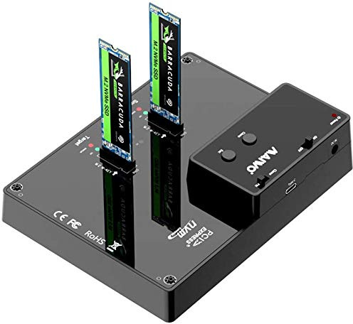 MAIWO K3015P M.2 NVME SSD Festplattenduplikator,USB 3.1 Gen2 Type-C Werkzeuglose Dualschacht Dockingstation, für M-Key / B & M-Key PCIe M.2 NVMe SSD, Unterstützt 10Gbps Offline Clone Duplicator