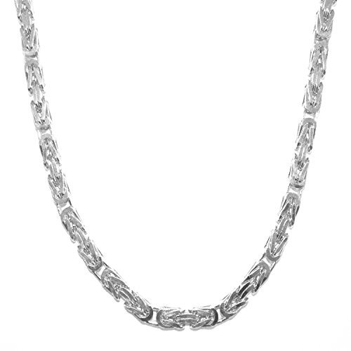 Original italienische Byzantiner Königskette versilbert 7mm Länge 60cm, Halskette Herren-Kette Silberkette Damen Geschenk Schmuck ab Fabrik Tendenze-Italy