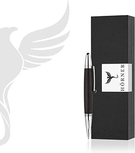 Hörner Parvus - Hochwertiger Kugelschreiber I Mini Stift aus Ebenholz I Kleiner Kuli für Hemd und Tasche I Edle Geschenkbox I Weiche D1 Mine I Premium Design I Stift für Männer und Frauen