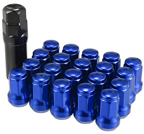 A ABSOPRO 21 Stück Auto M12x1.5 Heptagon Radmutter 32mm Schrauben Blau