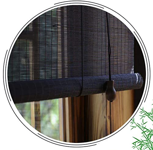 Tende a Rullo in Bambù Retrò,Cortina Di Bambù Nero,Tende Avvolgibili Con Filtraggio Della Luce Al 60%,Tenda a Pacchetto Naturale,Tende Da Sole,Tapparella Per Porte Finestre,W×H-50x150cm/20x59in