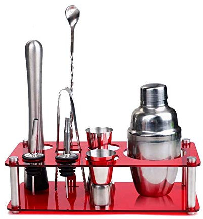 ONOTEC Kit da Barista 9 Pezzi Cocktail Shaker Regalo Set con Stand, Set per Bar a casa - Martini Shaker, Mudler, Jigger, Drink Shaker 304 Acciaio Inossidabile