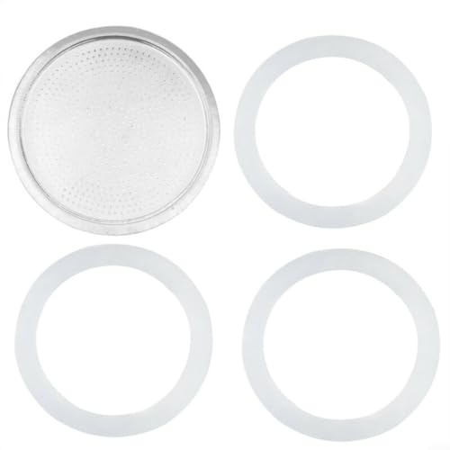 3 joints en silicone et 1 filtre en aluminium pour casserole à expresso moka (9 tasses)