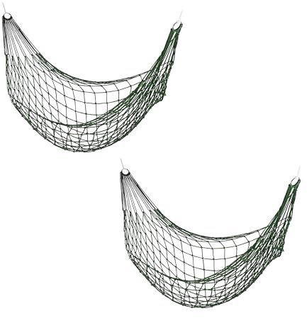 Relaxdays Set 2 Hamacas de Red, Cama Colgante Exterior Ligera, 1 Persona, Camping o Jardín, hasta 120 kg, Verde Oscuro