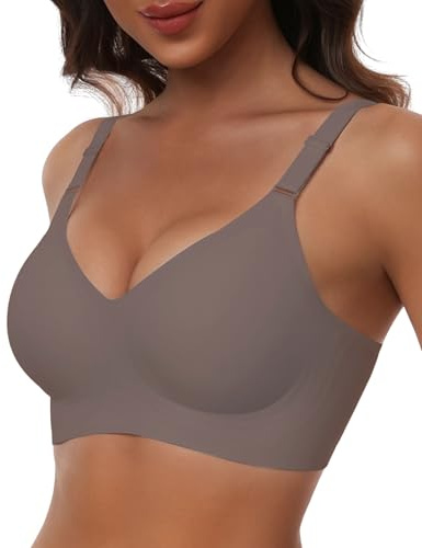 HORISUN Supportive Bras for Women Comfortable Seamless Wirefree Bra(Coffee XL)