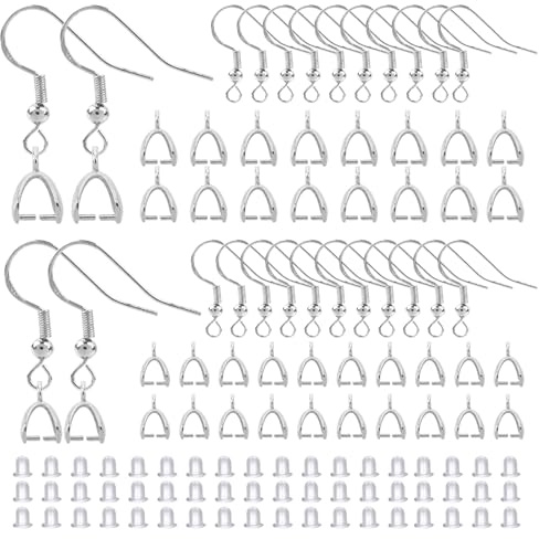 TOAOB 320 Stück Ohrringe Selber Machen 925 Silber Ohrhänger Ohrhaken | Ohrring Haken Ohrringe Zubehör mit Anhängerschlaufe und Silikon Ohrringe Verschlüsse für DIY Ohrhänger Schmuckherstellun