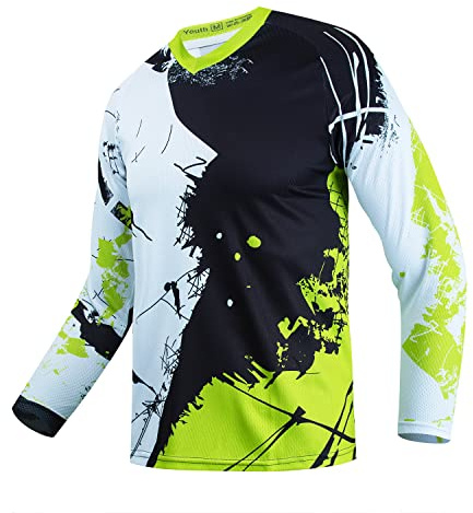 Maillot de cyclisme pour enfant - Maillot de vélo de montagne pour garçons et filles - Élément de course - Maillots de sports motorisés