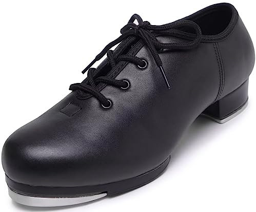 Jruzn Steppschuhe für Damen: Stepptanzschuhe aus Leder mit Schnürung für Mädchen und Erwachsene (Schwarz, Erwachsene, Damen, 35.5, Numerisch, EU Schuhgrößensystem, M)