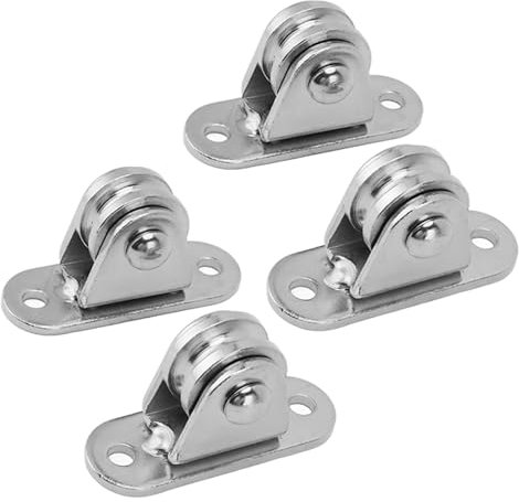 Tnfeeon Kleiner Flaschenzug aus Edelstahl, Geräuschlose Riemenscheibe, Wandmontage, Feste Rolle für Heimwerkergeräte, Drahtseilschiene, Schiebetor (4PCS)