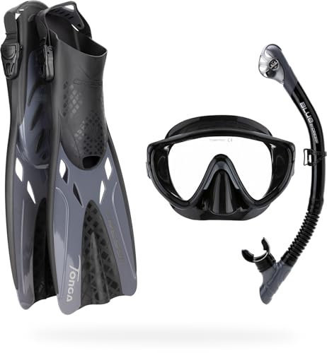 Cressi Tino Adventure Set Snorkeling Sets, Schwarz/Graphit, S/M