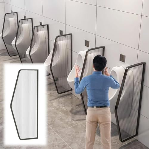 Generisch Badezimmer-Wandteiler aus Glas, Wasserabweisende Platte, Trennwand aus Edelstahl für öffentliche Toiletten, dekorative Raumtrennwand zur Wandmontage (schwarz, 4 Stück)