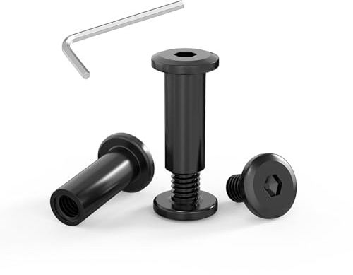 20 Vis de Raccordement M4x20, Assemblage Douille en Acier Inoxydable A2 V2A, Connecteur d'Armoire Oxyde Noir Pour Meubles Avec Clés Allen
