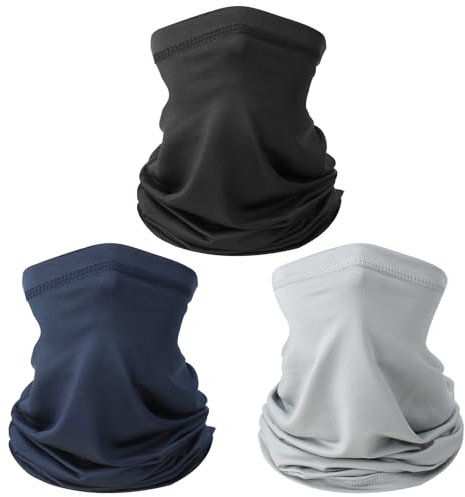 3 Stück Multifunktionstuch Schlauchschal, Winddicht Bandanas Elastiche Schnelltrocknend Maske Sonnenschutz Halstuch Herren Damen Loop Schal Neckwarmer für Radsport Ski (Schwarz Grau Nachtblau )