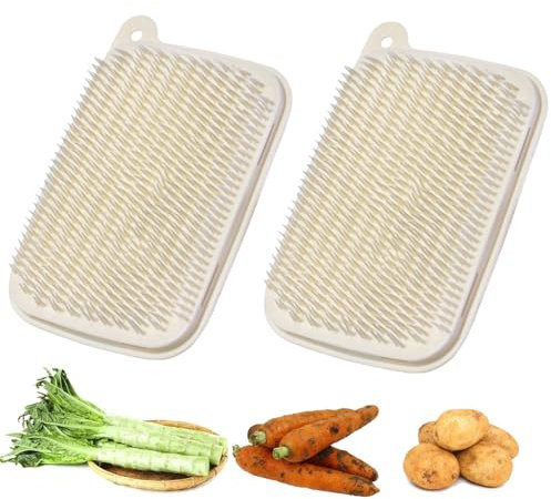 Gemüsebürste, 2 Stück Gemüsebürste, Schrubber für Obst, Kartoffelschrubber, Kartoffelbürste, weiche Borstenbürste für Kartoffeln/Karotten/Lotuswurzel