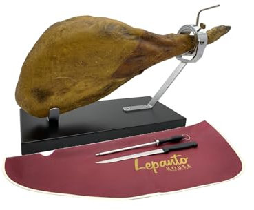 FERRETERIA LEPANTO Jamonero Giratorio Fijo, Soporte jamonero Fijo con Cabezal Giratorio y Base de Color Negro. (Set Burdeos)