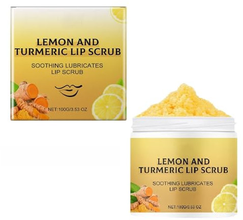 Kurkuma-Lippenpeeling, Lippenpeeling, Kurkuma-Vitamin-C-Peeling, Aufhellungsbehandlung für dunkle Lippen, Lippenaufhellung für dunkle Lippen von Rauchern, Kurkuma-Zitronen-Lippenpeeling (1pcs)