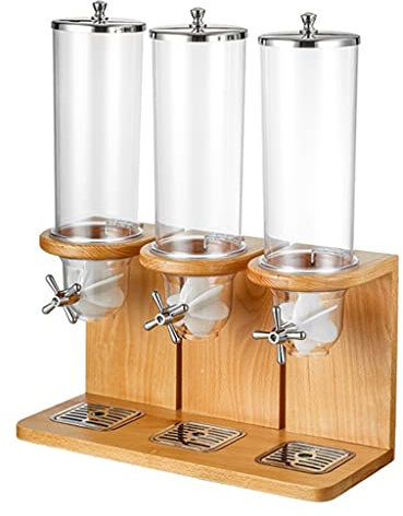 WOTZOV Countertop Cereal Dispenser, Airtight Kitchen Storage, 3 can Dry Food Dispenser for Nuts, legumes, Snack, Candy
