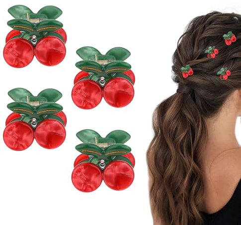 Yeomju Juego de 4 pinzas para el pelo, mini pinzas de frutas para cabello grueso, accesorio para el cabello para mujeres y niñas