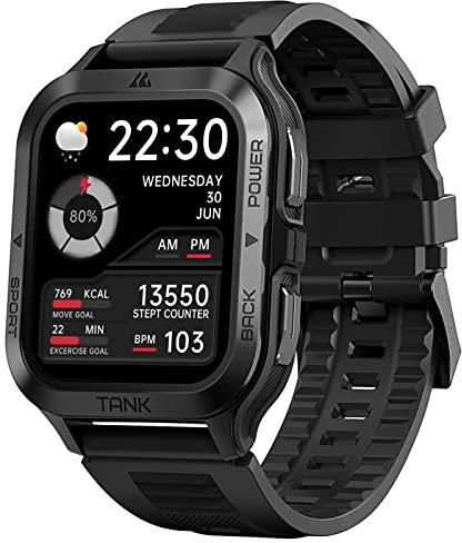 HIDAMEL M3E Smartwatch, Orologio Militare Uomo, GPS Integrato, Grande Schermo AMOLED 1,96, Durata Batteria 50 Giorni, Impermeabile 5ATM, 170 Modalità Sportive (M2-Carbonio Nero)