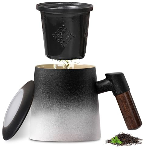 Tasse À Thé En Céramique Avec Infuseur Et Couvercle, 420ml Tasse À Thé Avec Infuseur, Tasses À Thé, Ceramique Tasse À Thé, Tasse The Avec Infuseur Pour Maison Cadeau Trempage Du Thé