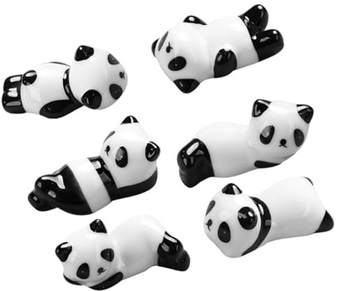 MUCKLILY Lot De 6 Repose-baguettes En Céramique Forme Panda, Support Porte-baguettes Décoratif Pour Table, Jeu De 6 Pièces Uniques, Restaurant Et Usage Familial