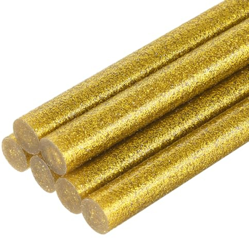 QUARKZMAN Barras de Pegamento Caliente, 11x200mm, 6Pcs Palos de Pegamento Termofusible, Ideal para Bricolaje, Manualidades, Dorado Brillante