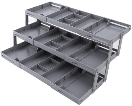 Multi -Level -Schubladen Organizer, Make -up -Organisator für Schubladen Intelligente Schubladen Organizer Erweiterbares Falten -Klappschubladen -Veranstalter Küchengeräte Utensilien für Schmuck, (2