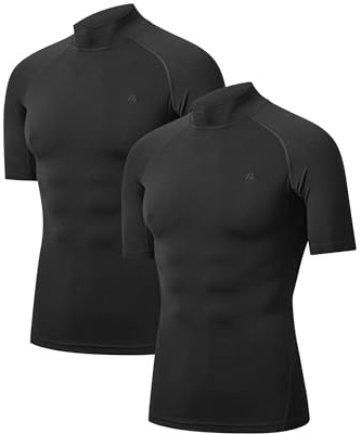 DANISH ENDURANCE T-Shirts de Compression Homme, Séchage Rapide, Lot de 2 | T-shirts de Compression, Séchage Rapide et Maille Respirante, Coupe Ajustée pour la Course et l'Entraînement