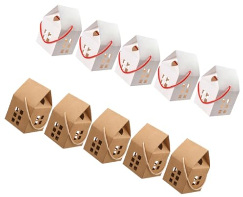 CALLARON 10stücke Hausförmige Papierpralinenschachteln Aus Kraftpapier Paketboxen Für Süßigkeiten Und Verpackung Zur Hochzeit Weihnachten Und Party