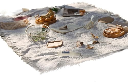 Picknickdecke, 1 Stück, weiße Picknickmatte, weiche Picknickdecke, Strandmatte, Zeltbodenmatte für Camping im Freien, für Garten und Außenbereich (90 x 210 cm)