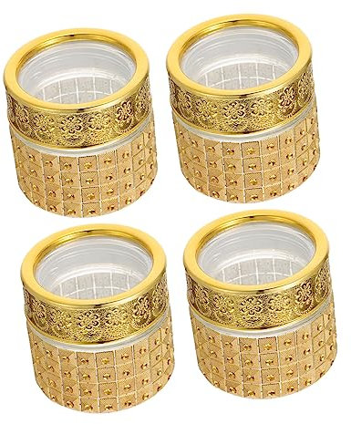 WRITWAA Lot de 4 Pots Vides en Verre Or de 10 G pour Conserver Petites Pilules et Garder les Aliments Frais, Design Luxueux Cuisine Maison