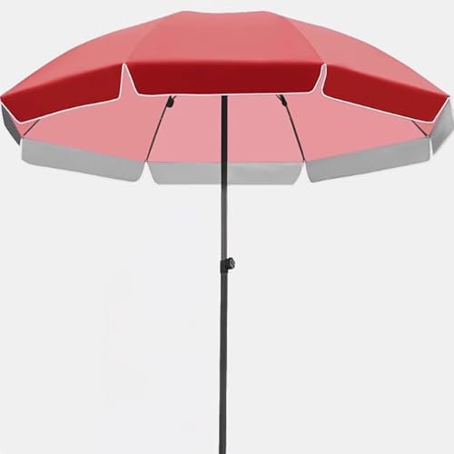Grand parasol rouge de 240 cm, parasol de marché, terrasse, parasol rond pliable avec 8 baleines pour balcon, piscine, plage et terrasse – Durable, protection UV, utilisation en extérieur