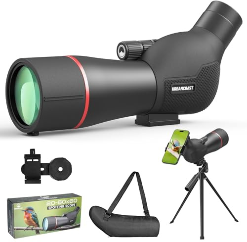 Spotting Scope 20-60x60 with Tripod, Portable for Wildlife Viewing & Hiking | Spotter Scope with Phone Adapter, Waterproof Fogproof Angled Scope, Perfect for outdoor observation birdwatching