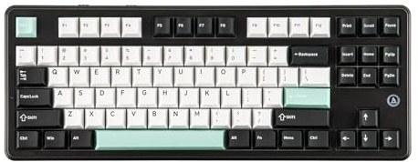 MechLands AJAZZ AK870 V2 TKL Clavier mécanique à joint, BT5.0/2,4 GHz/USB-C sans fil avec batterie de 10 000 mAh, rétroéclairage RVB, rembourrage 5 couches, NKRO pour Windows/Mac (noir vert)